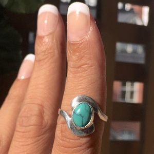 Genuine Natural Turquoise Ring - 925 Silver